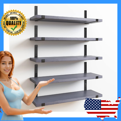 #ad Shelves Wall Floating Mounted Shelf Set Wood Storage Decor Room Hanging Bathroom $27.79