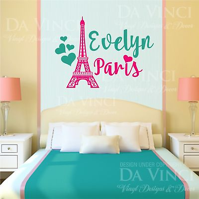 #ad #ad Paris Eiffel Tower Love Girl Custom Name Wall Personalized Vinyl Sticker Decal R $60.99