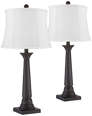 #ad #ad Dolbey Rustic Table Lamps 28quot; Tall Set of 2 Deep Bronze White Shade for Bedroom $159.95
