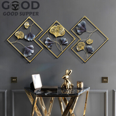 #ad 3Pcs Metal GoldBlue Wall Art Hanging Sculpture Home Art Decor 3D 164 x 70.5cm $46.55