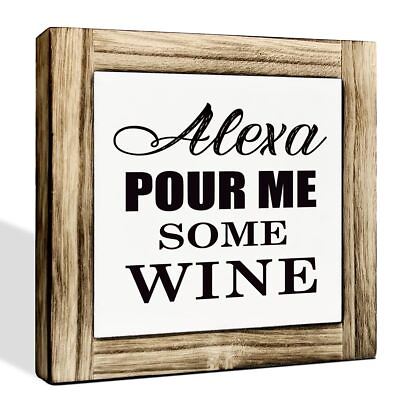 #ad #ad Alexa Pour Me Some Wine Sign Home Kitchen Decor Wine Bar Decor Box Sign Wo... $24.79