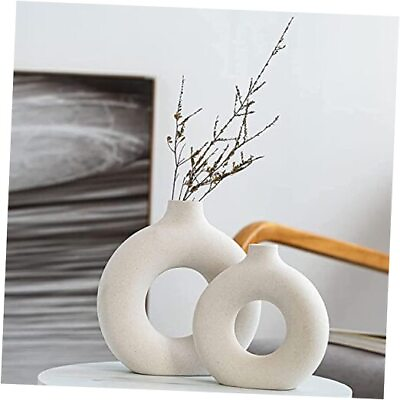#ad Ceramic Vases 2 for Modern Home DecorRound Matte Boho Vase Small Big White $38.49