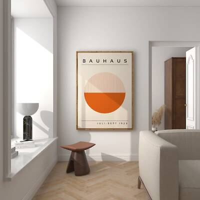 #ad Bauhaus Printable Wall Art Blue Mid Century Modern Print Orange Mini No Frame $29.99