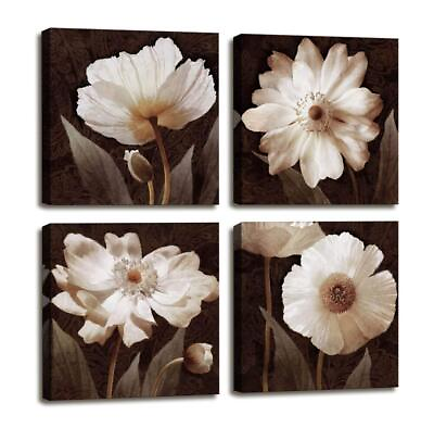 #ad Canvas Wall Art Contemporary Simple Life White Flowers Floral Painting for Ho... $48.77