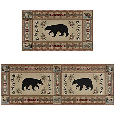 #ad Farmhouse Kitchen Rugs and Mats Set of 2 Rustic Lodge Bear Kitchen Rustic Bear $44.29