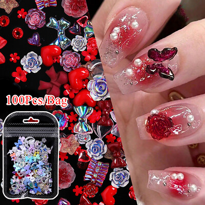 #ad Women Nails Flower Resin Drill Nail Decoration Accessories Art Multi Style $2.15