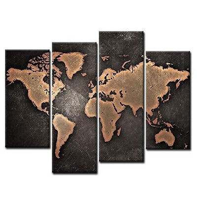 #ad General World Map Black Background Wall Art Painting Pictures Print On Canvas $69.09