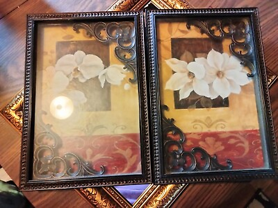 #ad #ad 2 Beautiful Floral Framed Wall Art 8.5in. X 13in. $20.00