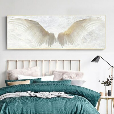 #ad Canvas Poster White Angel Wings Wall Art Canvas Painting Wings Art Wall Picture $32.89