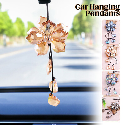 #ad Artificial Crystal Hanging Ornament Bling Car Rear Decor View Mirror Pendant $12.34