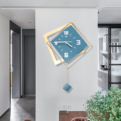 #ad Modern Metal Large Wall Clock Silent Digital Hanging Wall Clock Home Art Decor $36.92