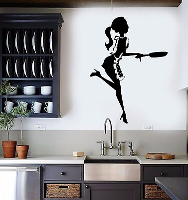 #ad Vinyl Wall Stickers Kitchen Chef Woman Cook Cooking Restaurant Mural 169ig $69.99