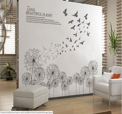 #ad Removable Wall Sticker Dandelion Bird Wall Art Home Room Decor Vinyl Mural Decal $7.50