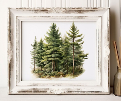 #ad Pine Trees Wall Art Print Forest Trees Wall Art Decor Nature Home Decor $9.99