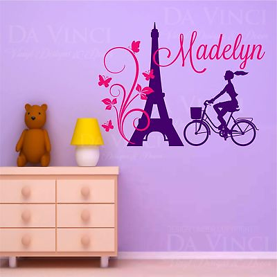 #ad #ad Paris Eiffel Tower Love Girl Custom Name Wall Personalized Vinyl Sticker Decal P $60.99