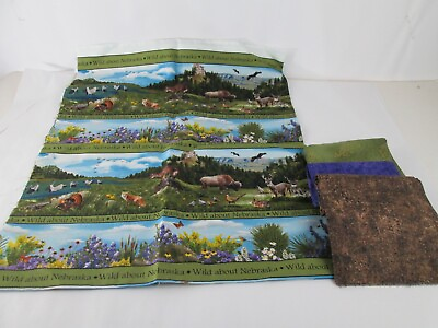#ad Wild About Nebraska Wildlife Cotton Material Quilt Craft w coordinating Fabric $24.95