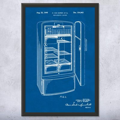#ad Refrigerator Patent Framed Print Culinary Gifts Kitchen Decor Chef Gift Cafe Art $159.95