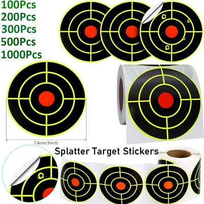 #ad Splatter Target Stickers 3quot; Reactive Targets Shooting Fluorescent Yellow Impact $39.98