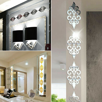 #ad 10 Pcs Acrylic Floral Wall Sticker Mirror DIY Home Wall Decal Decor Art Mural $3.75