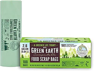 #ad quot;100% Compostable Bags 2.6 Gallon 100 Count Small Kitchen Food Scrap Waste Bagsquot; $19.42