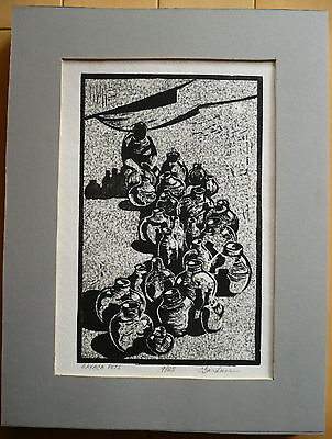 #ad CHARLES REED GARDNER LISTED MODERN PRINT OAXACA POTS MEXICO SIGNED BOLD MODERN $518.00