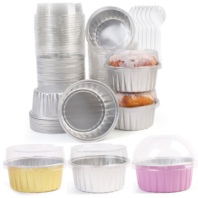 #ad Cupcake Liners with Lids Mini Aluminum Foil Baking Cups Muffin Liners Tin Party $12.34