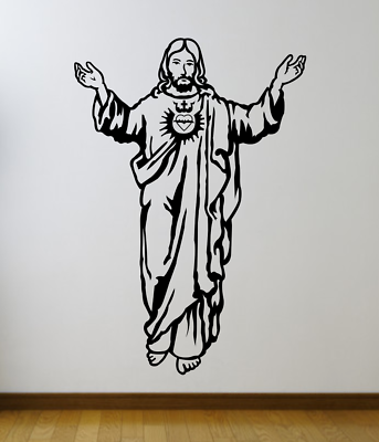 #ad JESUS RELIGIOUS WALL VINYL DECAL STICKER MURAL COLOR CHOICE REMOVES $28.07