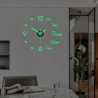 #ad 3D DIY Wall Quartz Home Decor Night Clocks Clock Large Luminous Glow In The Dark $21.19