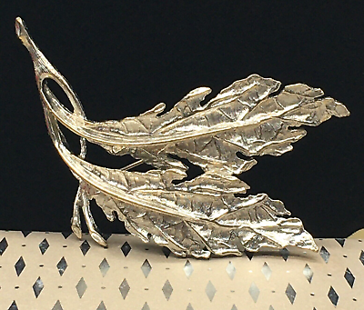 #ad Art Leaf Branch Brooch Silver Tone Leaves in the Wind 3quot; $13.45