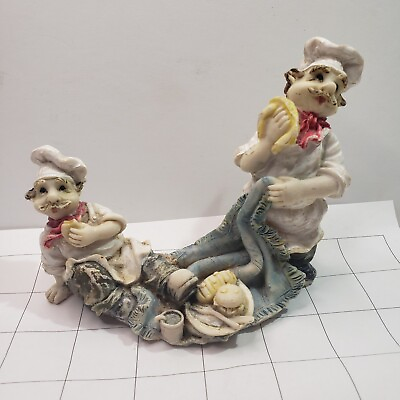 #ad Vintage Italian Chef Figurines Rustic Painted Kitchen Novelty Decor $9.80