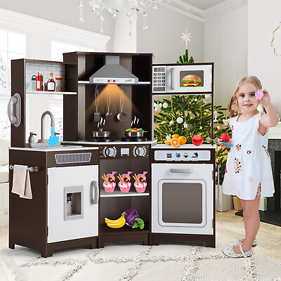 #ad New Super Large Cooking Pretend Play Kitchen Sets Kids Wooden Playset Toys Gifts $94.99