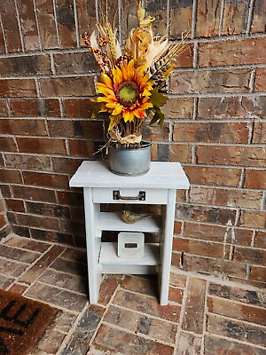 #ad Rustic White Vintage Style Shabby Chic Farmhouse Wood Accent Entry Table Console $150.00