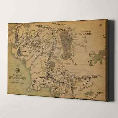 #ad Map of Middle Earth The Lord of the Rings Movie Canvas Wall Art Print $69.00