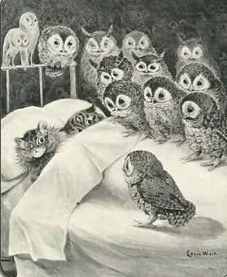 Louis Wain Cat Nightmare Owl Picture Poster Photo Print Nature Wall Art Reprint $8.99