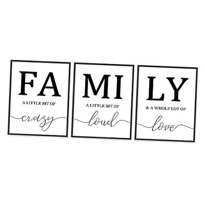 #ad Family Poster Black and White Wall Art for Living Room Canvas 8x10 C Family $18.33