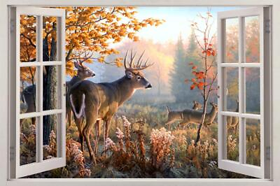 #ad Whitetail Deer Window View Decal WALL STICKER DIY Decor Art Mural Animals $47.49