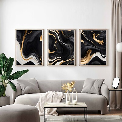 #ad Minimalist Black Gold and white Waves Printable Digital Wall Art Instant Deliver $1.99