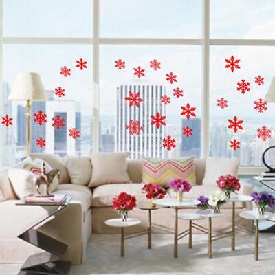 #ad 3Pcs Xmas Window Decal Decorations Christmas Snowflake Adhesive Wall For Home $9.56