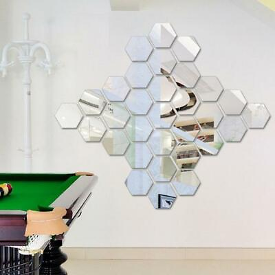 #ad 12Pcs Wall Decor Stickers 3D Mirror Hexagon Removable Decal Home Plastic Art DIY $6.96