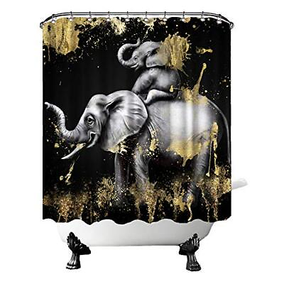 #ad #ad Elephant Shower Curtain Fabric Mommy And Baby Wild Animal Oil Painting Art Bath $29.61