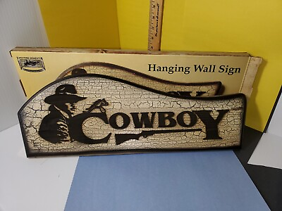 #ad Hanging Wall Sign Cowboy Western Moments 17 3 4 X 6 1 4 $18.00