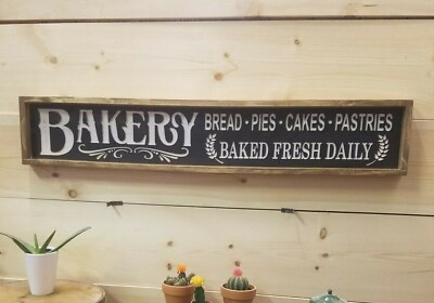 #ad Bakery Rustic Carved Wood Sign Farmhouse Signs Kitchen décor Farmers Market $155.00