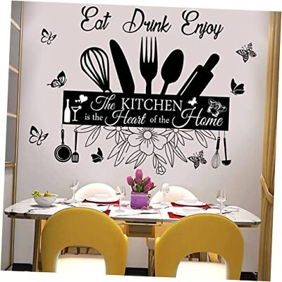 #ad Wall Stickers Kitchen Quotes The Kitchen is The Heart of Home Sign Decor Word $19.70