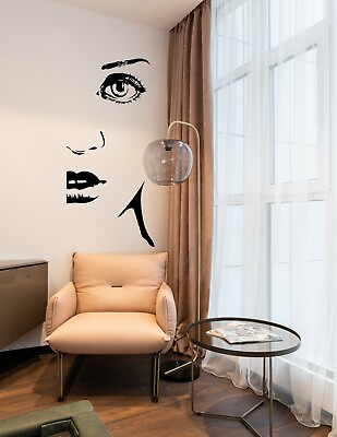#ad Women Face Wall Decal Line Art Modern Large Wall Decal Removable Sticker $49.99