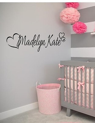 #ad #ad PERSONALIZED NAME HEARTS GIRLS Vinyl Wall Art Decal Kids Children Nursery Room $12.28