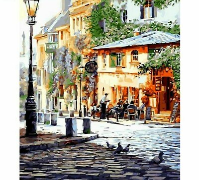 #ad Town Streets Painting By Numbers DIY Canvas Designs House Portrait Wall Displays $11.03