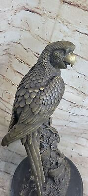#ad Western Art Deco parrot Bronze Base Marble Sculpture Statue Home Decor Figure $249.50