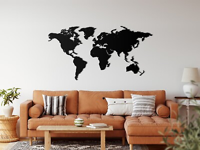 #ad Metal World Map Continents Metal Wall Art Home Office Decoration Wall Hanging $129.90