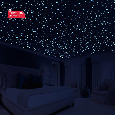 #ad 808 PCS Glow in the Dark Stars for Ceiling Glowing Wall Decals Decor Stickers $21.59