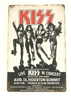 #ad #ad Kiss Live in Concert Tin Metal Poster Sign Vintage Rustic Look Destroyer Tour $11.97